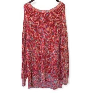 Free People Cable Knit Oversized Sweater Size Large Multicolored